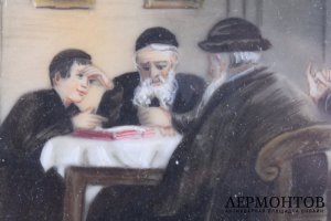 Миниатюра на слоновой кости Шаббатний обед.Европа, 19 век.