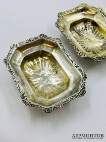 Парные солонки. Серебро 84 пробы, Россия, 1873 и 1875 годы