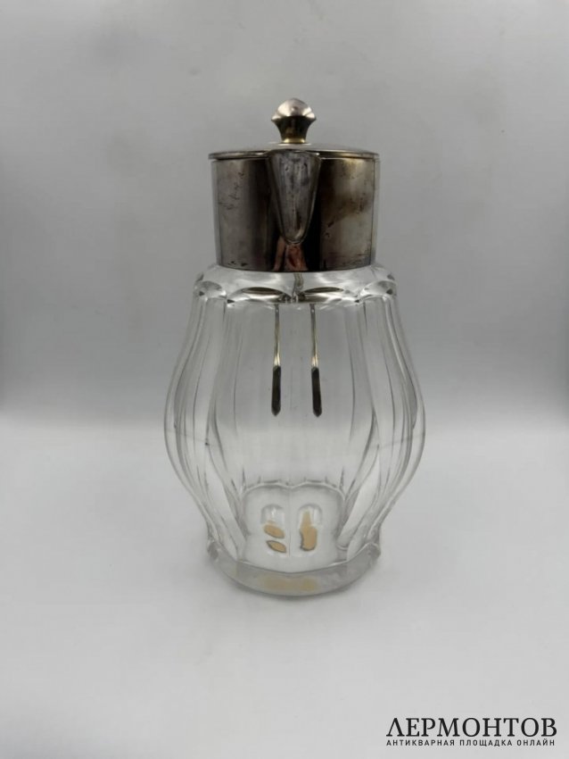 Кувшин для напитков. Серебро 800 пробы, хрусталь, Bruckmann, Германия, 1910–1920 годы