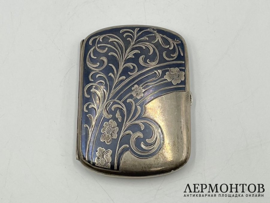 Портсигар. Зап. Европа, 19 век. Серебро 800 пробы, чернение.