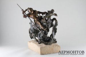 Скульптура Георгий Победоносец. Франция, 19 век. Бронза, кость.