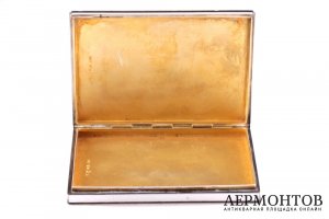 Портсигар с древнегреческим декором. Болин. Серебро, золото, эмаль. 1917 год. Швеция