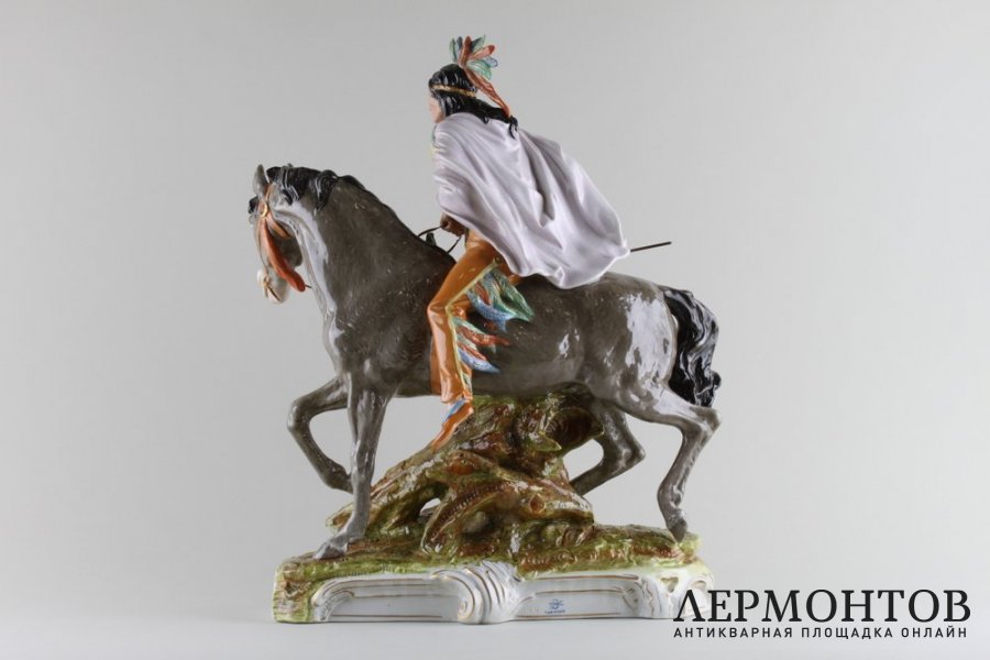 Статуэтка. Индеец на коне. Scheibe Alsbach, Германия. Фарфор, 1950-е годы.