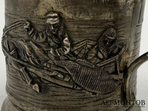 Подстаканник Русская двойка с санями. Россия, 1885 год. Серебро 84 пробы.
