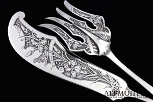 Большой столовый сервиз в футлярах. A. Debain. Серебро 950 пробы. Франция