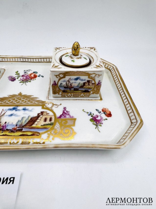 Чернильница в стиле шинуазри. Фарфор, роспись, Венская мануфактура, Австрия, 19 век