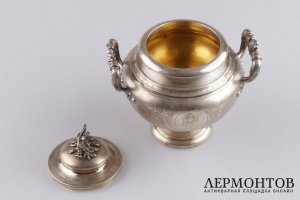 Сахарница в неоклассическом стиле.  Tallois. Серебро 950 пробы. Франция, XIX век.