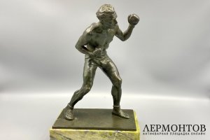 Скульптура Боксер. Западная Европа, нач. 20 века, автор L. Alliox. Бронза.