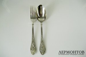 Столовый комплект. Серебро 950 пробы. Франция, XIX век.