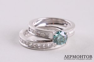 Помолвочный комплект из двух колец. Белое золото, бриллианты 3,235 ct. Бренд Melekkis