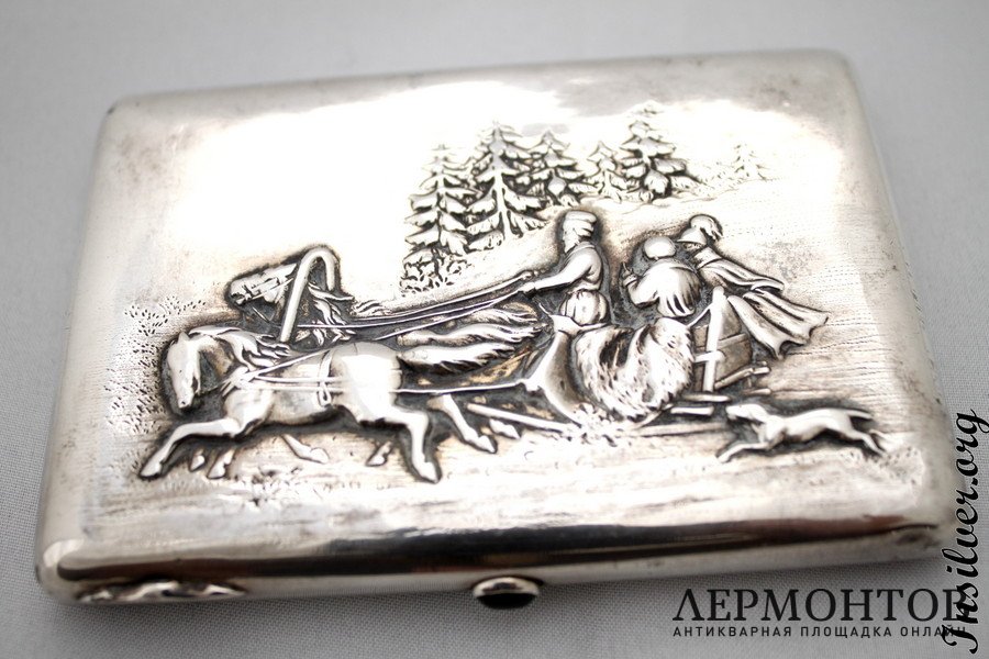 Портсигар "Тройка". Серебро 84. Россия
