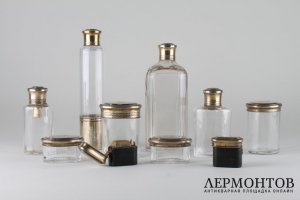 Набор парфюмерный Sormani. Серебро 950 пробы, стекло. Франция. XIX в.