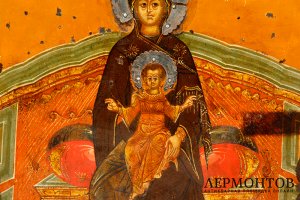 Редкость. Икона Богоматерь с Младенцем на престоле. Россия, XVII век. Темпера.