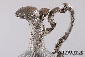 Графин для вина. Серебро 950 пробы, хрусталь. Конец XIX века. Франция