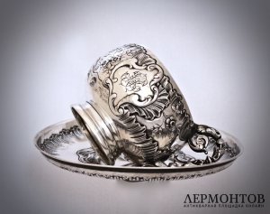 Серебряная кофейная пара. Франция. Серебро 950 пробы
