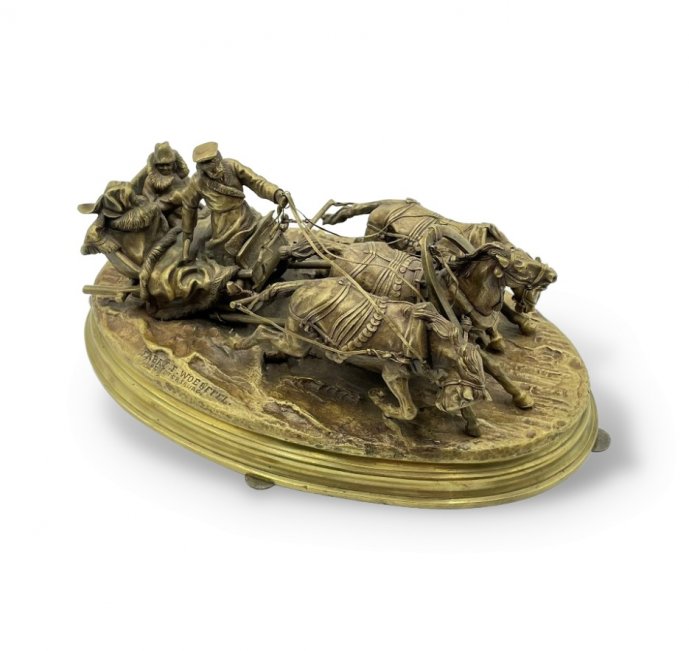 Скульптура Зимняя тройка. Россия, В. Я. Грачев, К. Ф. Верфель, 1880-90-е гг. Бронза.