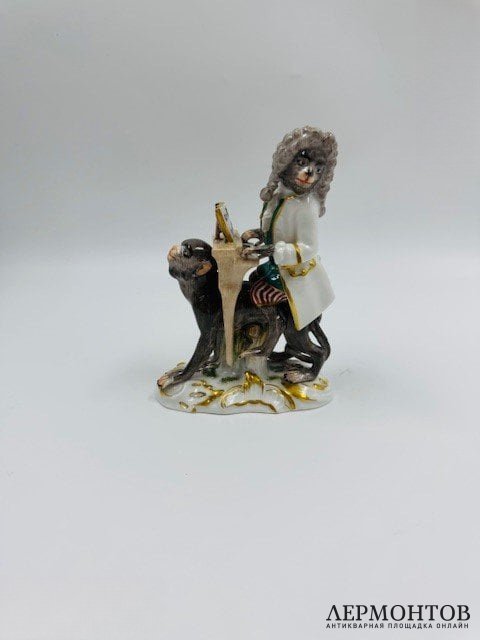 Статуэтка «Пианист» из «Обезьяньего оркестра». Фарфор, роспись, Meissen, скульптор И. И. Кендлер, Германия, 19 век