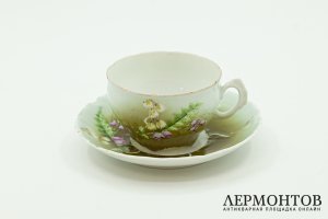 Чайная пара с колокольчиками. Российская Империя, фабрика Гарднера 1870-1890 г Фарфор