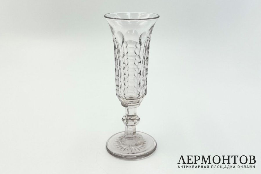 Фужер флейта шампанка. Россия, фабрика Мальцовых, 1840-1850-е гг.  Стекло.