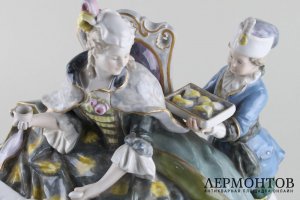 Статуэтка. Дама со слугой и русской борзой. Karl Ens. Германия. XX в.
