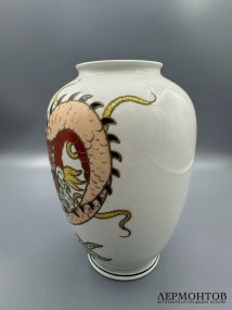 Ваза с драконом. Фарфор, роспись, Schaubach Kunst, Германия, 1-я половина 20 века