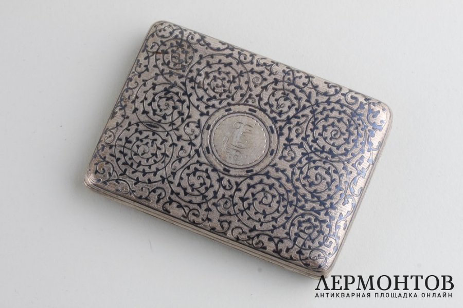 Портсигар. Серебро 84 пробы, чернь. Российская империя, Москва, 1899-1908.
