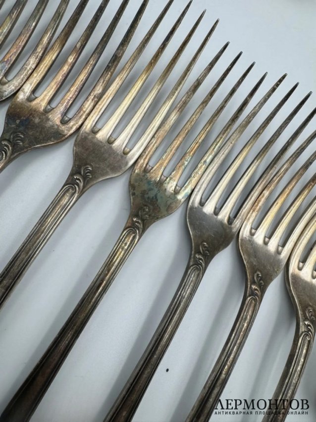 Набор столовых приборов на 12 персон. Металл, серебрение, Christofle, 1935–1950-е