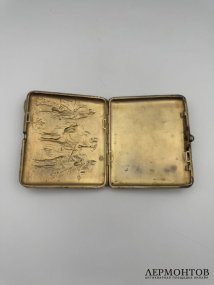 Портсигар «Три богатыря». Серебро 875 пробы, золочение, СССР, 2-я половина 20 века