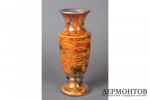 Декоративная ваза кубок Борцы. СССР, 1960-1970-е гг. Стекло, латунь.