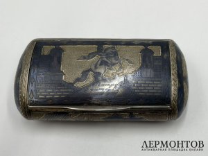 Табакерка Медный всадник. Санкт-Петербург, 1820-е гг. Серебро 84 пробы, чернь.