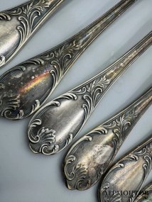 Набор столовых приборов на 12 персон. Металл, серебрение, Christofle, 1935–1950-е