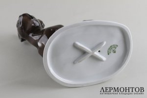 Статуэтка Французский бульдог. Фарфор, роспись.  Fraureuth, Германия, 1919-1926 гг.