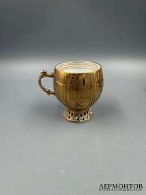 Кофейная пара с цировкой. Фарфор, золочение, Товарищество Кузнецова, Россия, до 1917