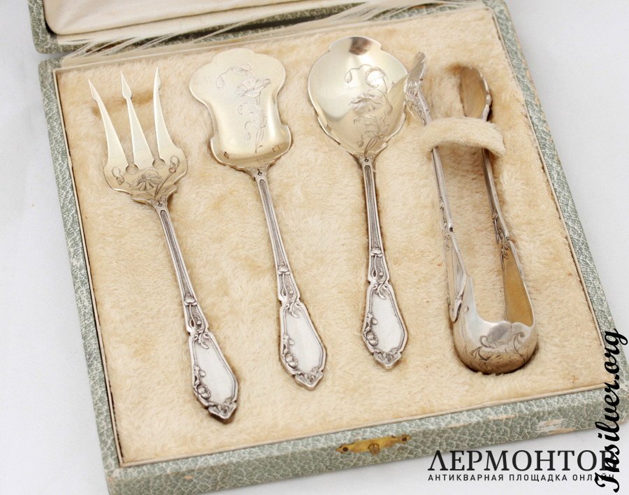 Набор для закусок Louis Ravinet et Charles Denfert. Серебро 950. Франция