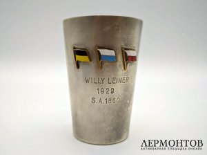 Стопка наградная с флагами Саксонии, Баварии, Любека. Серебро, эмаль. Германия, 1929