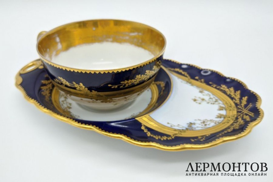 Теннисная чайная пара. Фарфор, кобальт. Богемия, Fischer und Mieg, 1853-1873. 