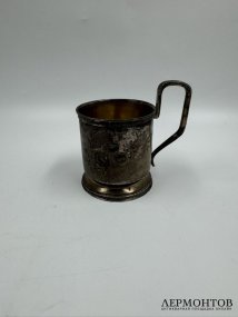 Подстаканник с цветочным декором. Серебро 84 пробы, мастер МВ, Россия, 1880-е годы