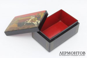 Шкатулка Илья Муромец и Соловей-разбойник. Россия, Федоскино, 1910-1920е гг. 