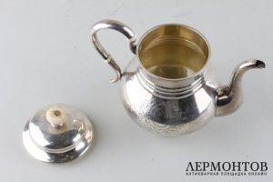 Чайник. Серебро 84 пробы, кость. Российская империя, Мухин А., 1876.