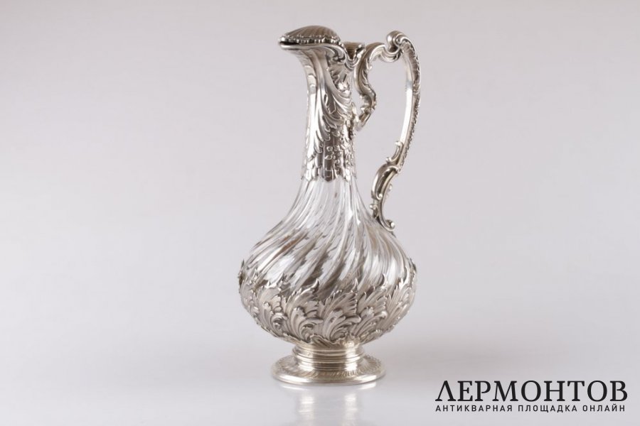 Графин для вина. Серебро 950 пробы, хрусталь. Конец XIX века. Франция