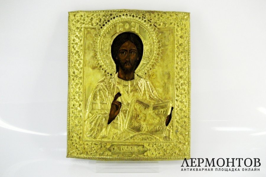 Икона. Господь Вседержитель. Дерево, темпера, бронза. Россия, XIX век.