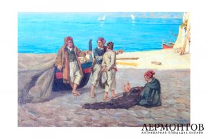 Картина. Неизвестный художник, Рыбаки в Неаполе. Конец XIX-начало XX вв.