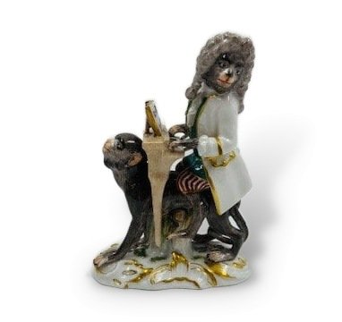Статуэтка «Пианист» из «Обезьяньего оркестра». Фарфор, роспись, Meissen, скульптор И. И. Кендлер, Германия, 19 век