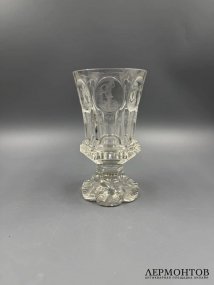 Кубок с гравированными медальонами. Хрусталь, Европа, 1860–1880 годы