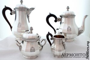 Чайно-кофейный сервиз Henin. Серебро 950. Франция