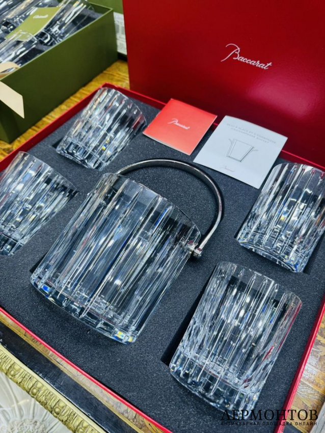 Набор из коллекции «Harmonie»: ведро для льда и 4 бокала. Хрусталь, Baccarat, Франция
