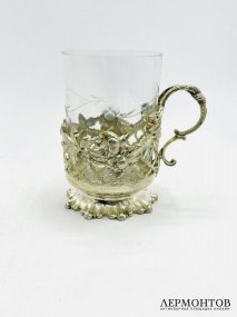 Подстаканник с цветочными букетами. Серебро 875 пробы, Gebrüder Deyhle, Германия, 1909–1917 годы