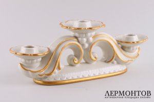 Подсвечник на 3 свечи. Германия, конец 19 - начало 20 в. Фарфор.