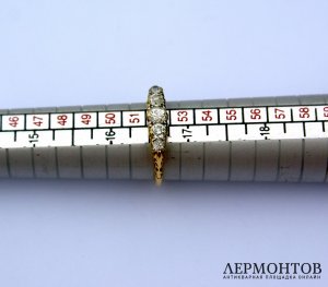 Золотое кольцо с бриллиантами старой огранки. Англия, 750 пр