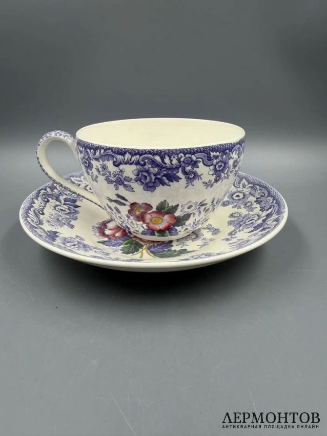 Чайная пара «Mayflower». Фаянс, роспись, Copeland Spode, Англия, 1920–1940 годы